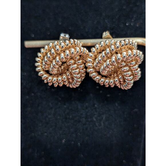 Rope Gold Tone Knot Post Earring - Picture 1 of 5